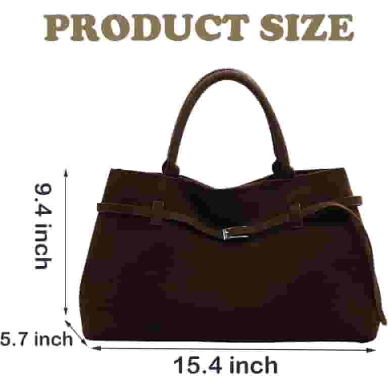 Suede Handbag Retro Suede Purse for Womens Suede Tote Bags Fashion Shoulder Purse Brown Top-Handl... | Walmart (US)