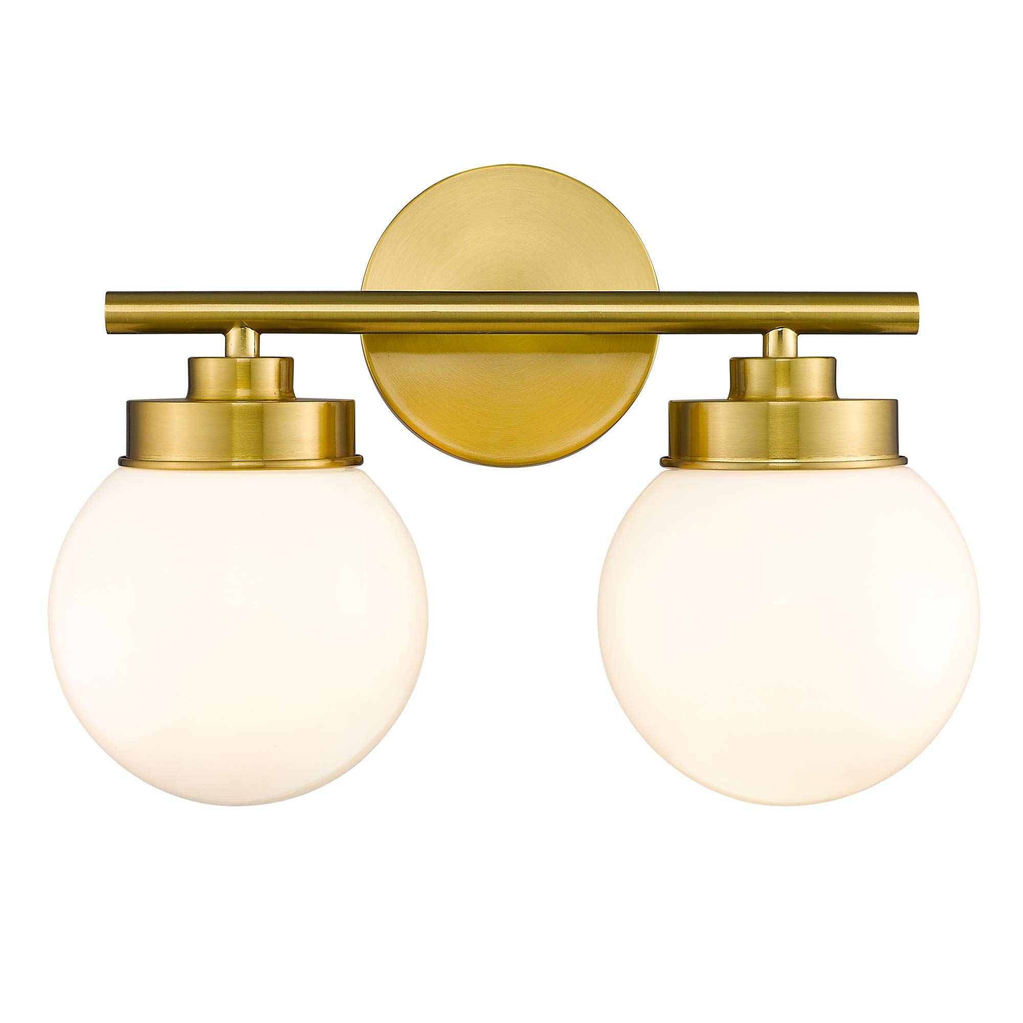 LMS Gold Bathroom Light Fixtures, 2 Light Globe Bathroom Vanity Light Fixtures with White Glass S... | Amazon (US)