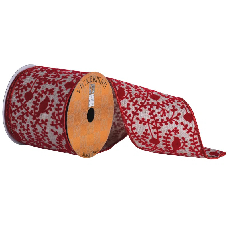 Felt Branches Bird Wired Edge Ribbon | Wayfair North America