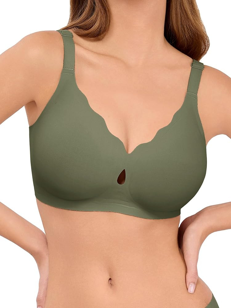 LUCKMEEY Bras for Women No Underwire Wave Push Up Wireless Bra Seamless Bras Full Coverage Bralet... | Amazon (US)