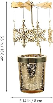 Rotating Candlestick Christmas Carousel Spinning Tea Light Gold Candle Holder (Snowflake Gold) | Amazon (US)