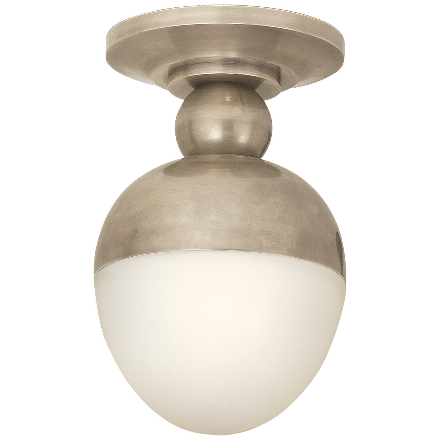 Clark Flush Mount in Antique Nickel with White Glass | Visual Comfort