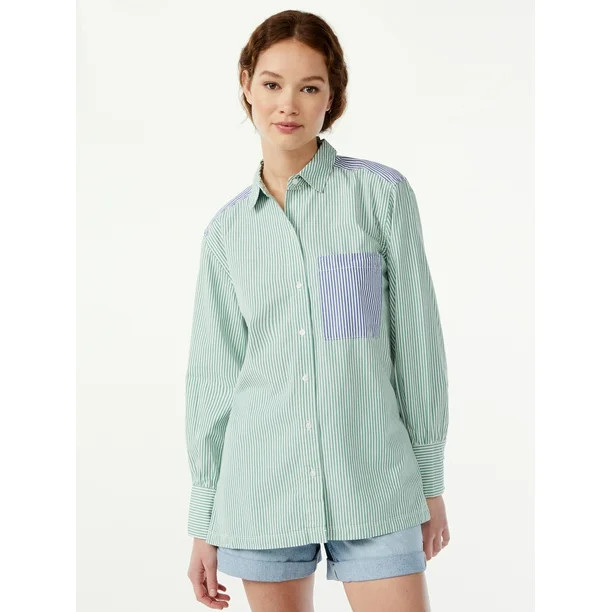Free Assembly Women's Button Down Boxy Tunic - Walmart.com | Walmart (US)