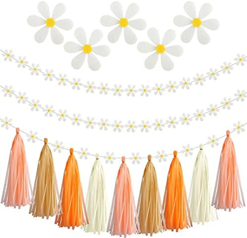 Amazon.com: 20 Pieces Daisy Groovy Boho Garland 2 Pieces Daisy Garland Party Tassel Banner Artifi... | Amazon (US)