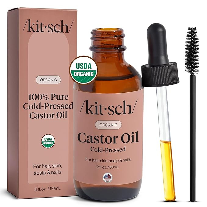Kitsch Organic Castor Oil for Hair Growth - 100% Pure Castor Oil, Organic Cold Pressed Unrefined ... | Amazon (US)