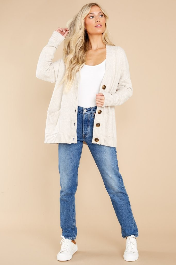 Library Rendezvous Oatmeal Cardigan | Red Dress 