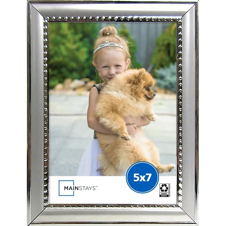 Mainstays – 5x7 Picture Frame – Silver Bead Tabletop Photo Frame | Walmart (US)