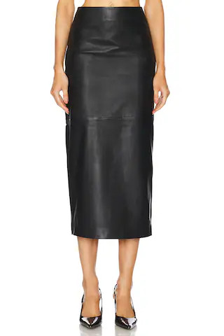 by Marianna Bruni Leather Midi Skirt in Black | Revolve Clothing (Global)