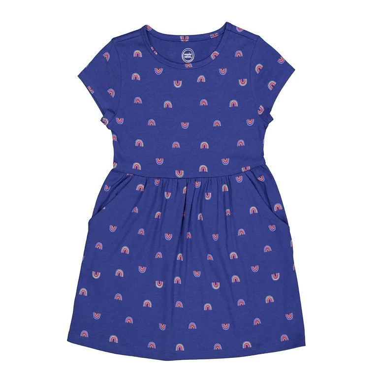 Wonder Nation Girls Short Sleeve Play Dress, Sizes 4-18 & Plus | Walmart (US)