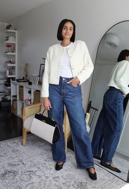 Small tee
Size 6 jeans 
Small jacket 
Zara- Mesh Mary Janes

#LTKSeasonal #LTKshoecrush #LTKstyletip