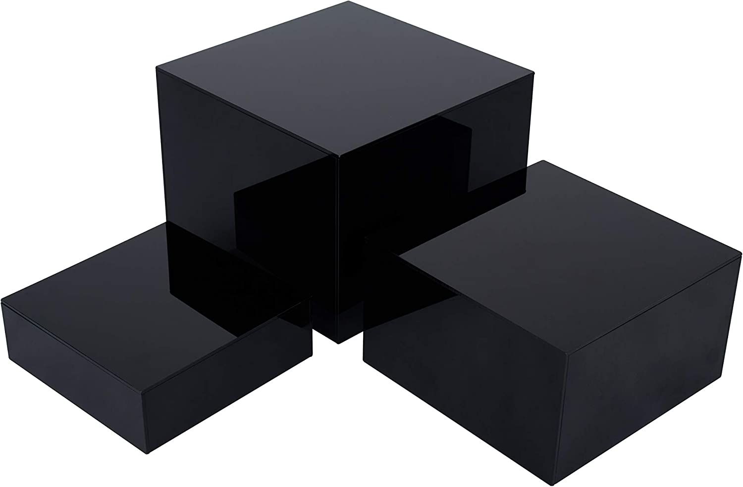 Set of 3 Glossy Black Acrylic Cube Display Nesting Risers with Hollow Bottoms | Amazon (US)