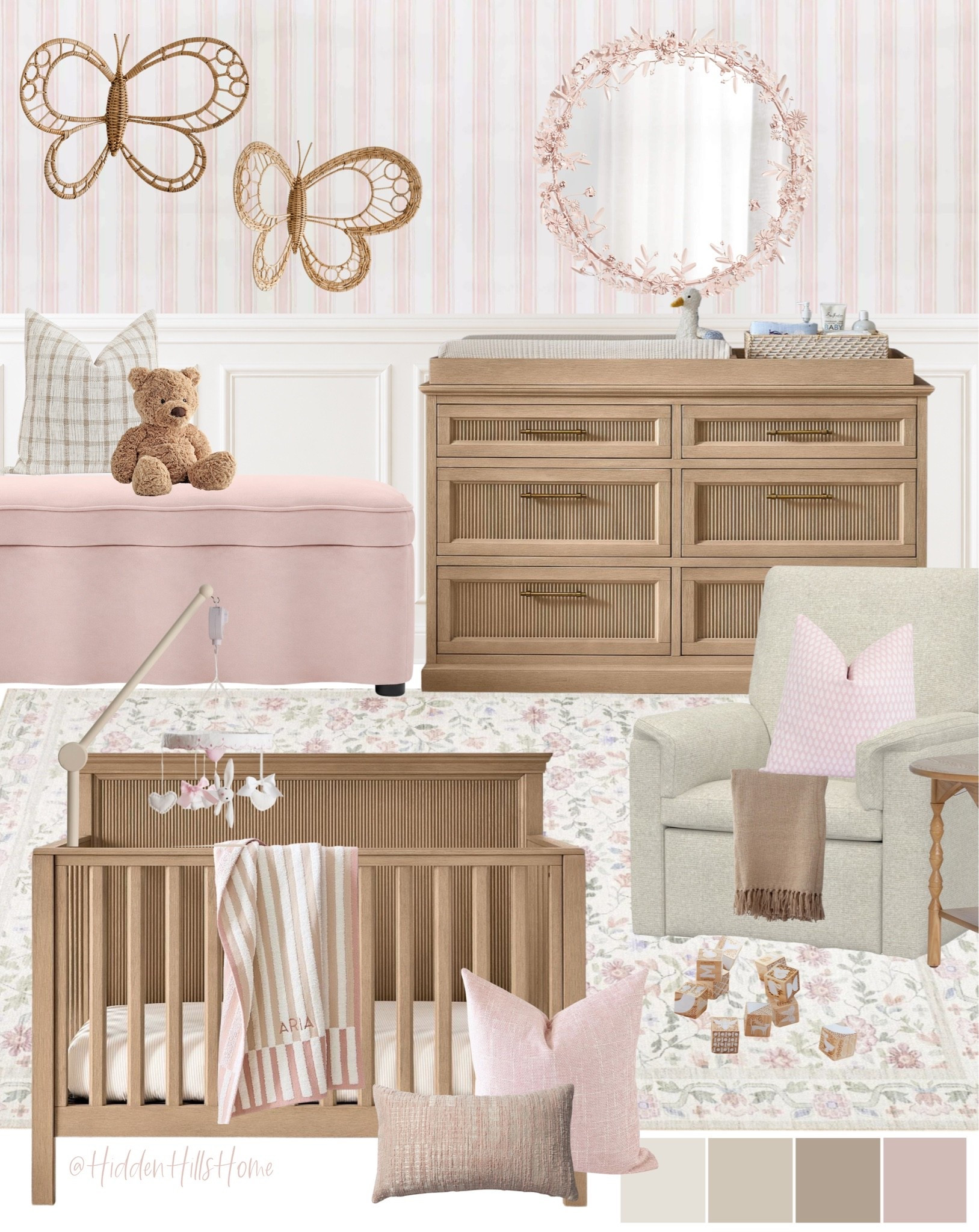 Nursery decor, nursery mood board, baby girls nursery inspiration, cozy home decor ideas, nursery design, baby room, crib, nursery glider, baby girl, wallpaper

#LTKHome #LTKSaleAlert #LTKBaby