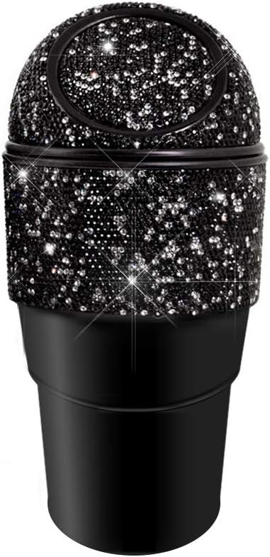 idain Bling Rhinestone Auto Garbage Can Car Trash Can with Lid Mini Garbage Bin for Automotive Ca... | Amazon (US)