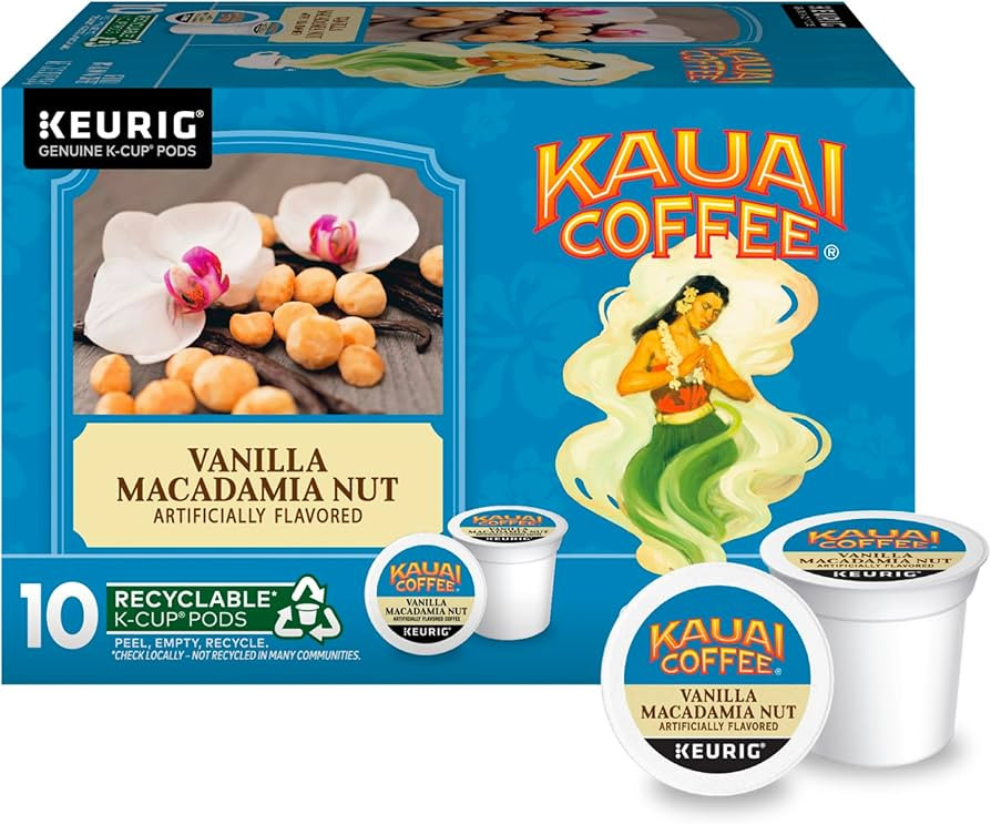 Kauai Coffee Keurig K-Cup Pods - Vanilla Macadamia Nut Flavor – Premium Arabica (1 Pack of 10 S... | Amazon (US)