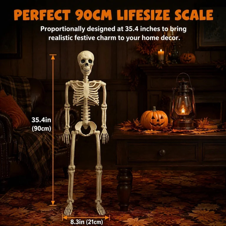 3.3 ft Halloween skeleton decoration, with movable joints, flexible skeleton for poses, scary ske... | Walmart (US)
