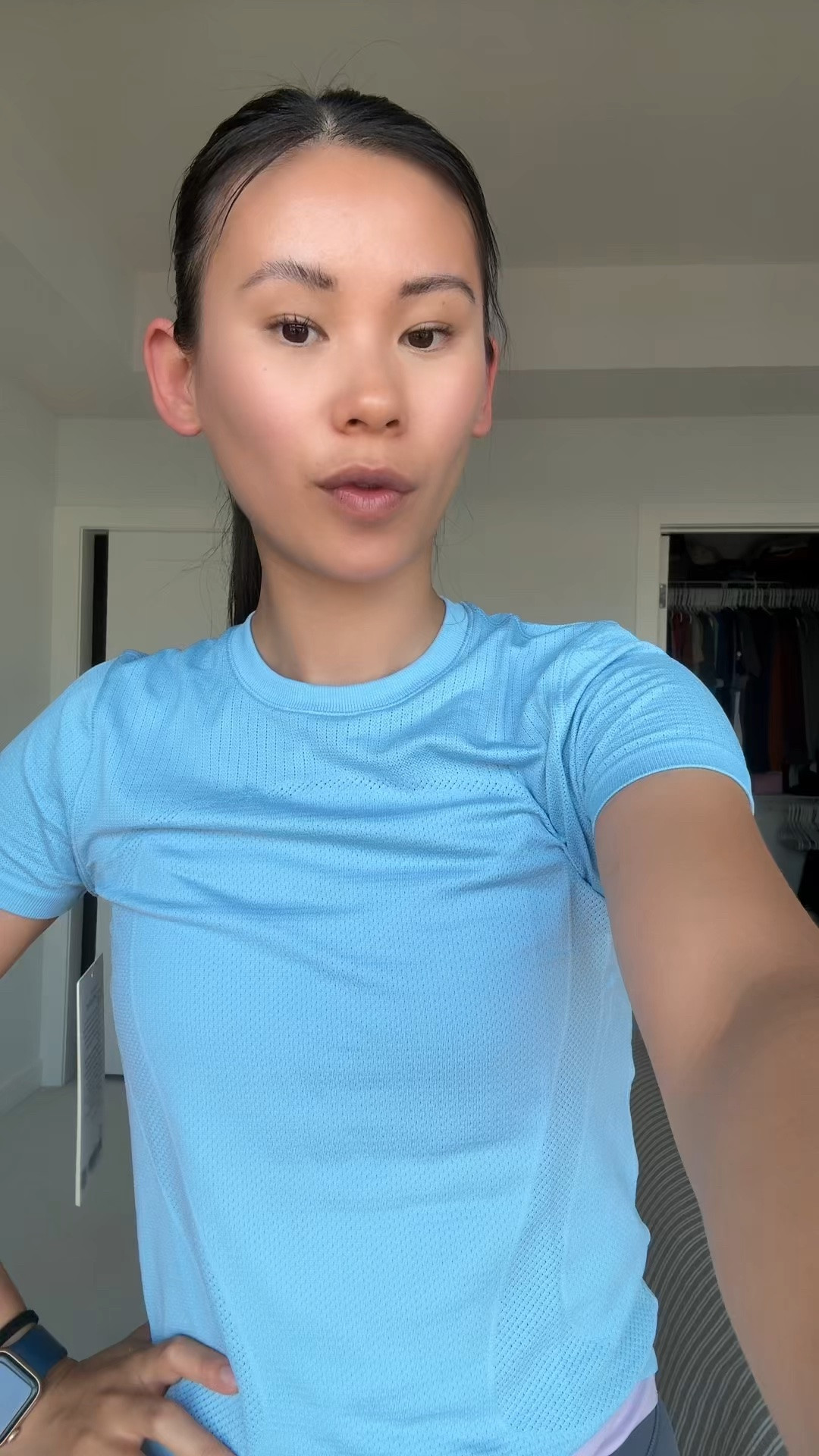 lululemon NEW super swiftly try on, review and comparison 

Wearing a size XS in the new swiftly and a 4 in the older style. 

The new style is a bit rougher in texture and it as smooth and soft. It does have added ventilation with smaller holes and seamless construction. It also has the anti stink technology. The neck liner is higher and a bit tighter to get on. The fit is more of a classic fit without being super tight to body but not boxy either. 

The older style is a tighter slim silhouette and feels a bit tighter in the under arm area.

#LTKcanada #LTKfitness #LTKsummer