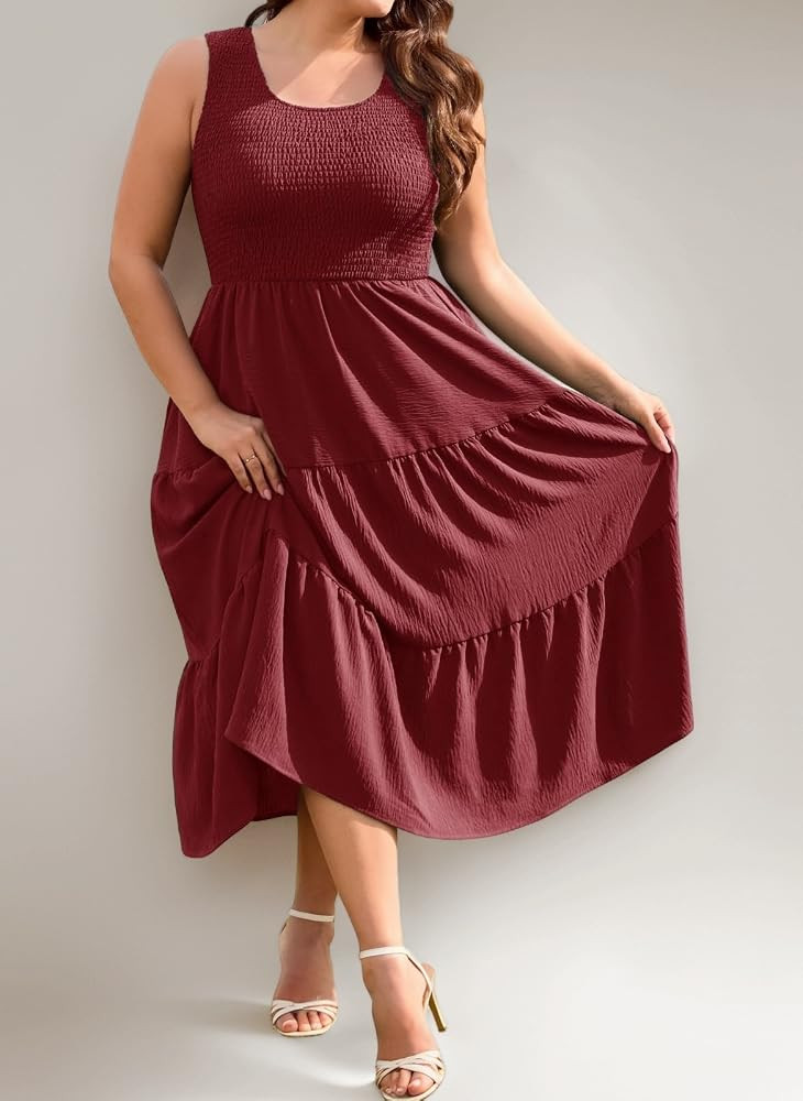 heekpek Sommerkleid Gro\u00dfe Gr\u00f6\u00dfen Damen Midi Musselin Kleid Leicht und Luftig Damen... | Amazon (DE)