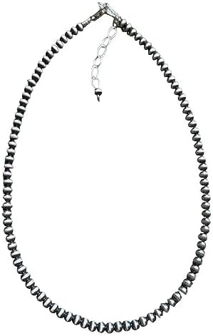 4mm Sterling Silver Oxidized Pearl Bead Necklace Southwestern everyday wear Navajo Style | Amazon (US)