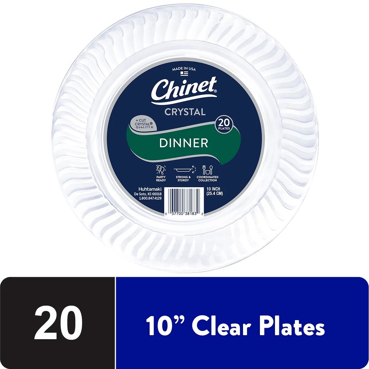 Chinet Crystal Premium Disposable Plastic Plates, Clear,  10", 20 Count | Walmart (US)