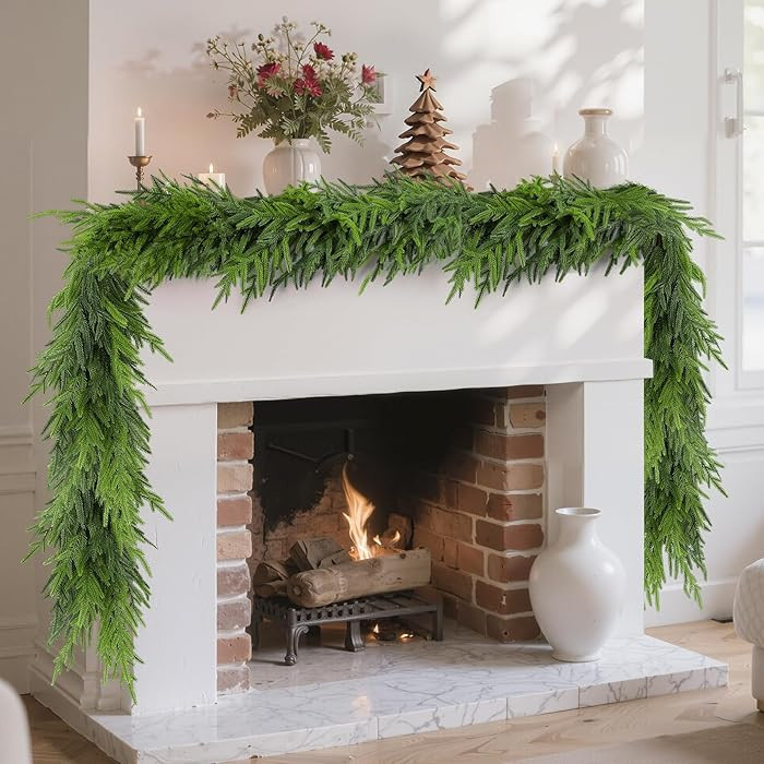 6FT Christmas Norfolk Pine Garland, Realistic Artificial Pine Garland, Real Touch Faux Greenery C... | Amazon (CA)