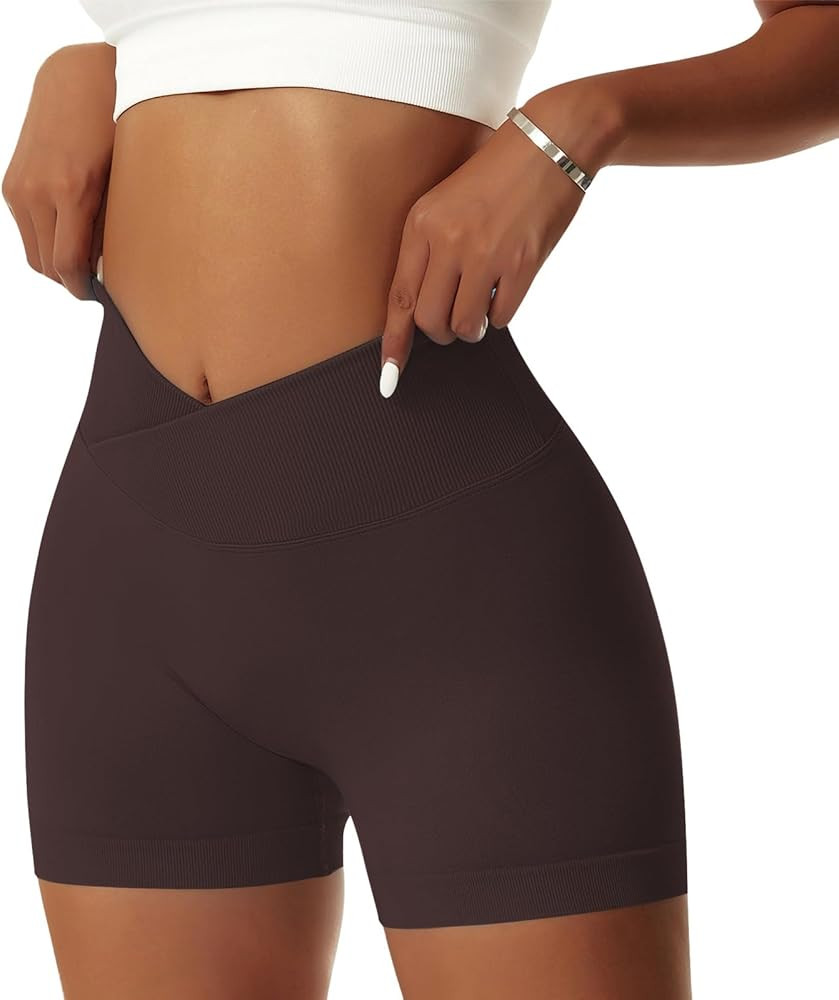 Vertvie Women's Workout Gym Shorts Booty V Cross Spandex Yoga Biker Shorts Scrunch Butt High Wais... | Amazon (US)