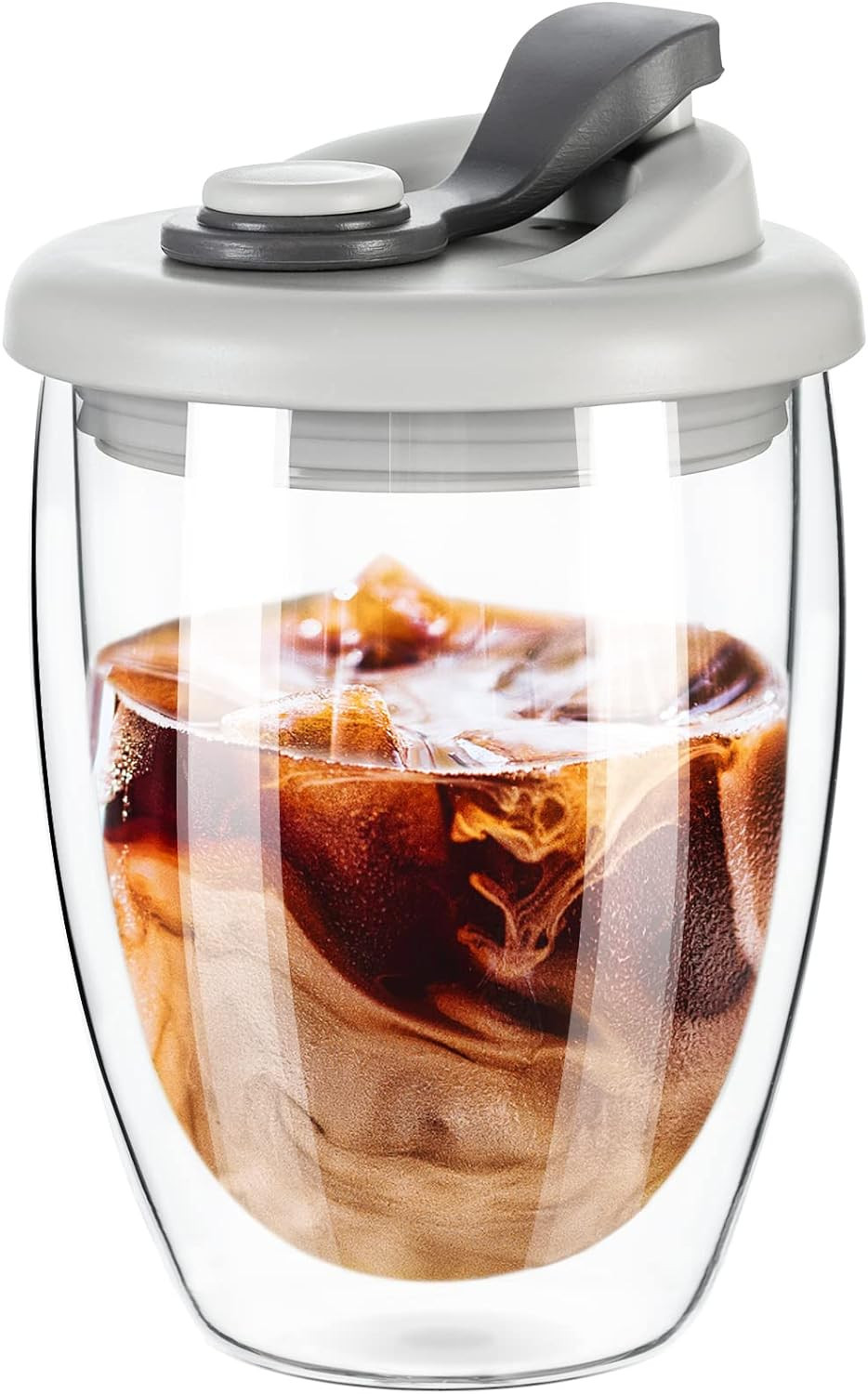 PARACITY Double Wall Glass Coffee Mug, Glass Coffee Cup with Silicone Lid 12 OZ, Insulated Coffee... | Amazon (US)