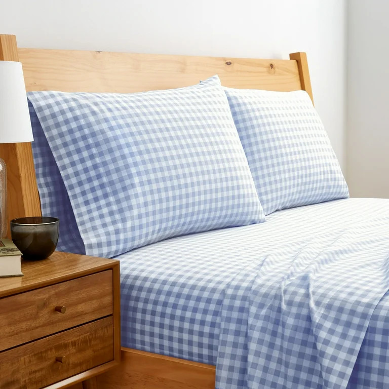 Gap Home Gingham Organic Cotton Blend Sheet Set, Full, Blue, 4-Pieces - Walmart.com | Walmart (US)