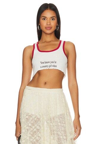 The Laundry Room When What? Cropped Rib Tank in White & Red from Revolve.com | Revolve Clothing (Global)
