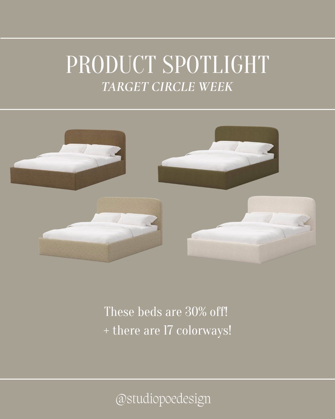 Target Bed on huge sale!! 30% off 🤩

Target circle week, upholstered bed, bed frame, target finds, target furniture, arch, linen

#LTKFindsUnder100 #LTKHome #LTKSaleAlert
