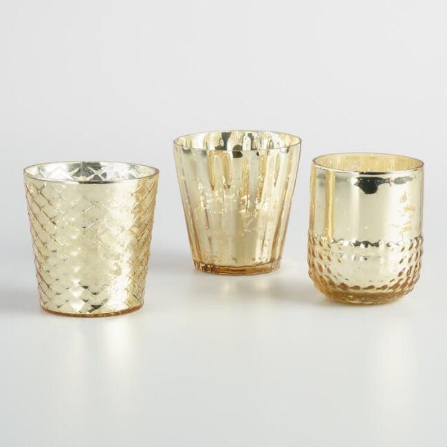Gold Mercury Glass Votive Candleholders Set of 3 | World Market