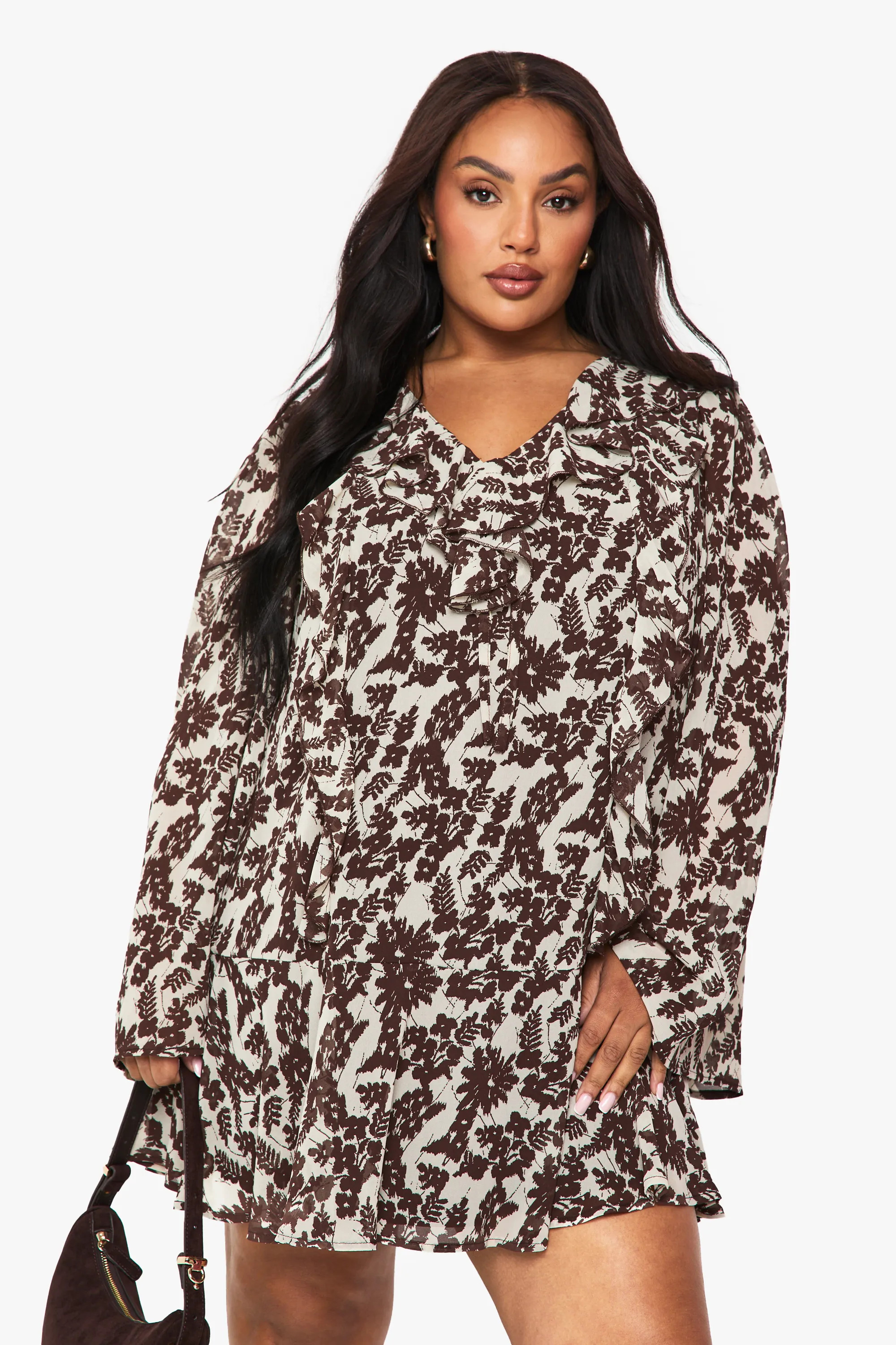 Plus Floral Ruffle Tie Front Shift Dress | Nasty Gal US
