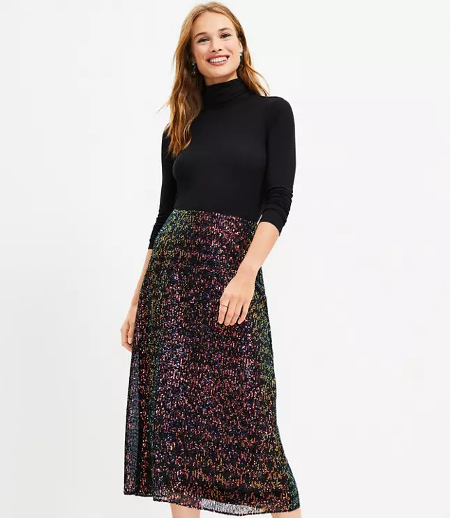 Sequin Midi Skirt | LOFT