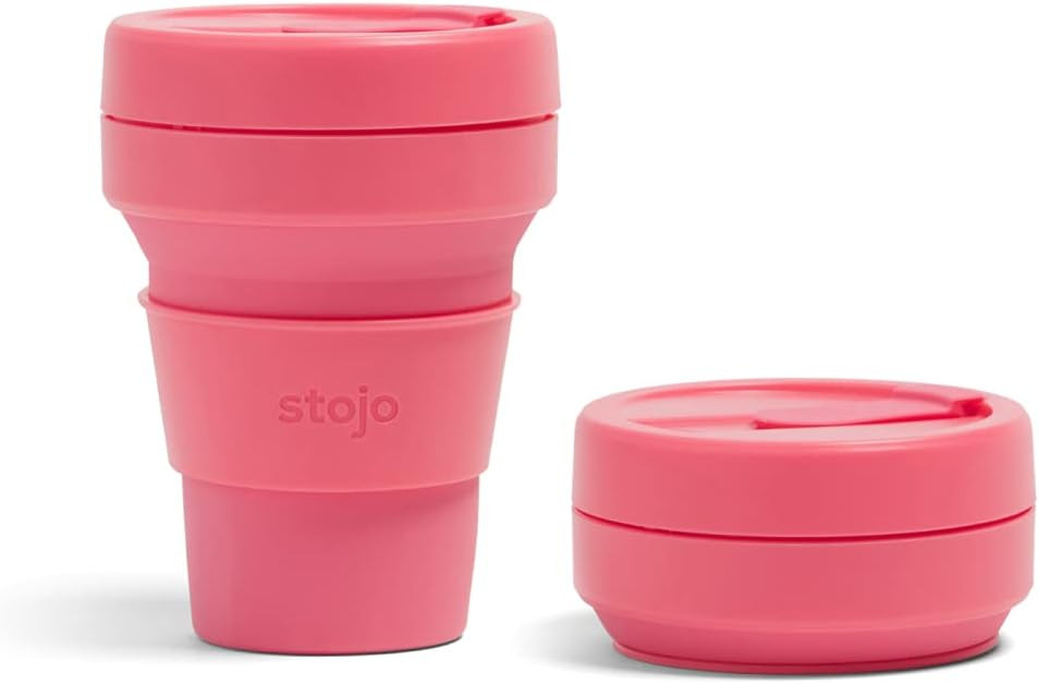 Stojo On The Go Coffee Cup - Pocket Size Collapsible Silicone Travel Cup – Peony Pink, 12oz / 3... | Amazon (US)