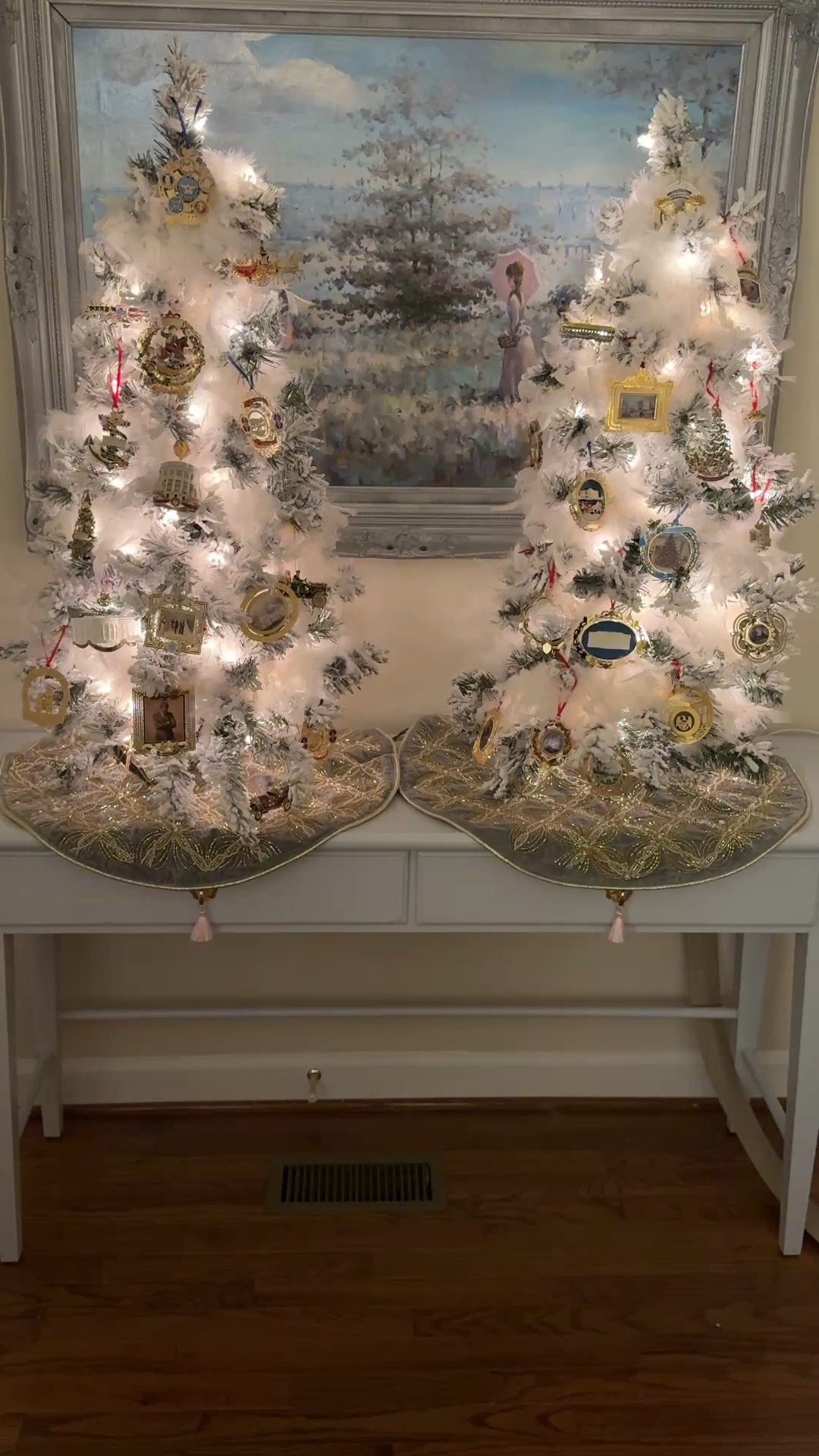 Table tops trees are such a great addition to small spaces. Mine are flocked and adorned with My White House ornaments collected over the years.

#LTKHoliday #LTKSeasonal