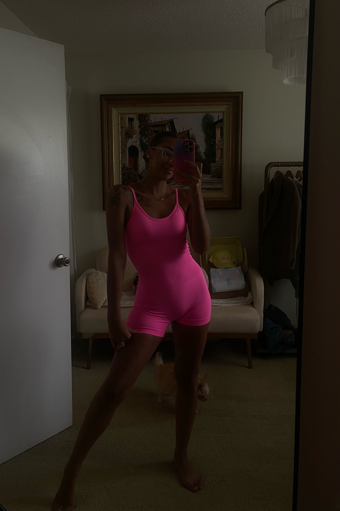 new favorite workout onesie! I’m a size small || amazon workout set, Amazon onesie, Amazon skims dupe, pink workout set, pink bodysuit 

#LTKfit