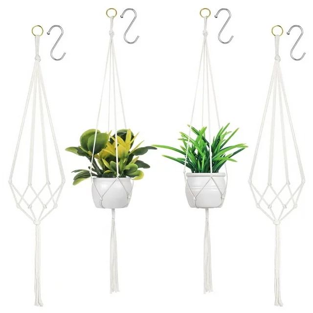 Prdigy 4PCS Macrame Plant Hanger for Inside, Hanging Planters for Indoor Plants with 4 Hooks, 2 S... | Walmart (US)