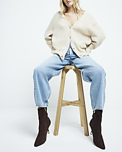 Brown Suedette Heeled Sock Boots | River Island UK & IE