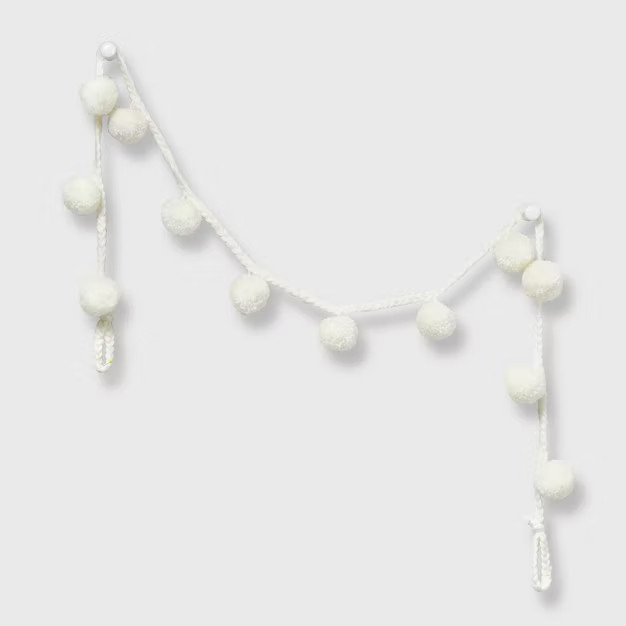 72" Pom Pom Christmas Garland with Braided Rope Ivory - Wondershop™ | Target