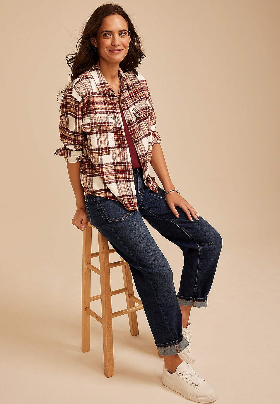 Plaid Utility Button Down Shirt | Maurices