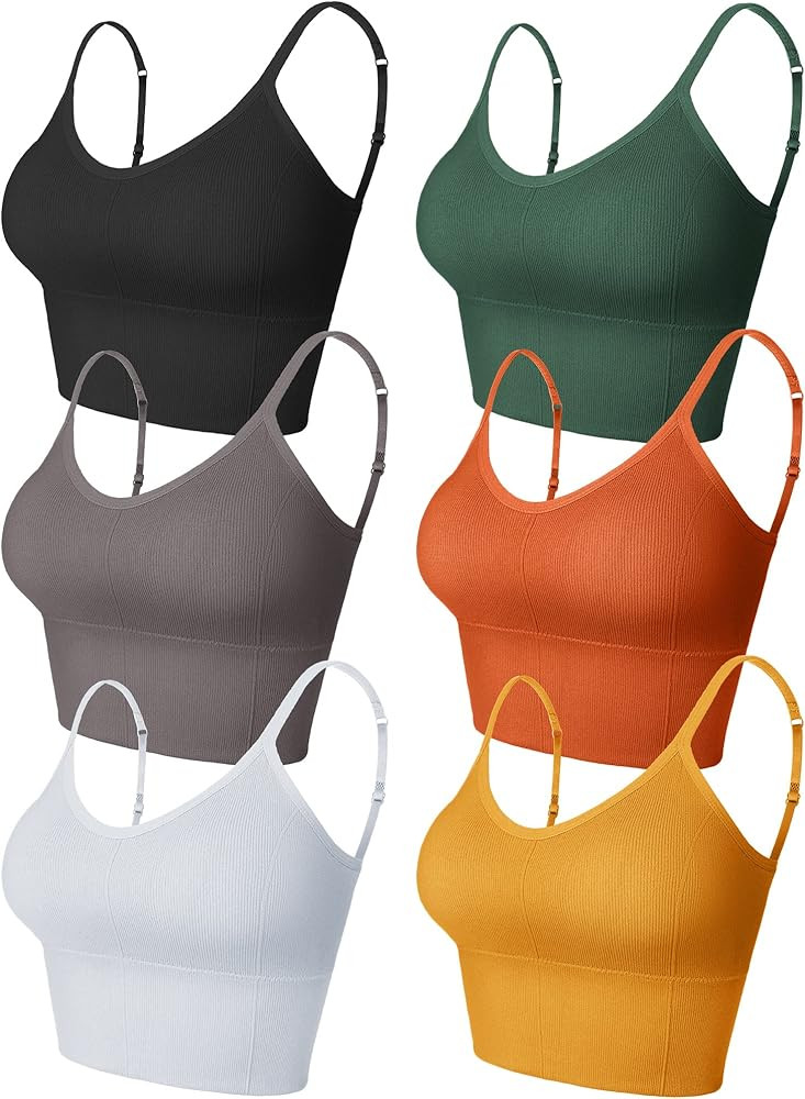 Geyoga 6 Pieces Sleep Bra Bralettes for Women with Support Crop Tank Top Cami Bra Padded Bralettes w | Amazon (US)