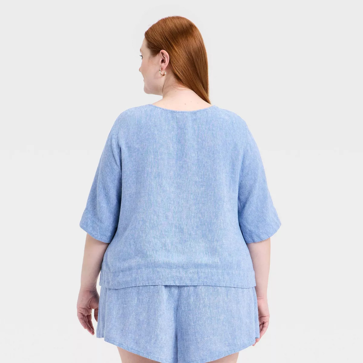 Women's Bell Elbow  Sleeve Keyhole Peasant Top - Universal Thread\u2122 Chambray XXL | Target