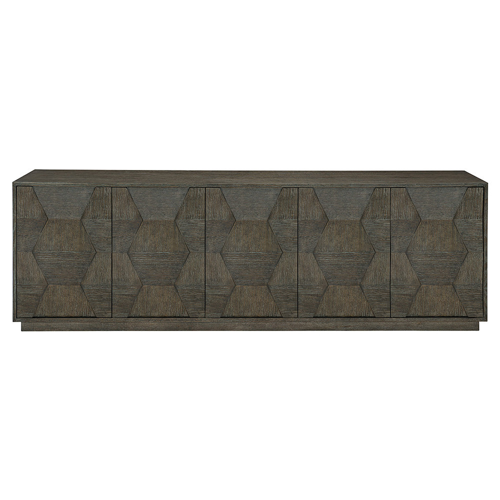 Landon Modern Masculine Charcoal Brown Fancy Face Wood Media Cabinet | Kathy Kuo Home