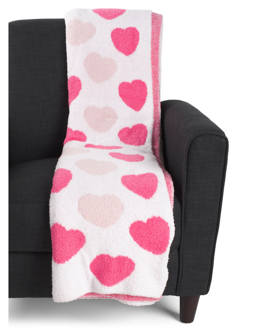 Scattered Hearts Feather Knit Throw | TJ Maxx