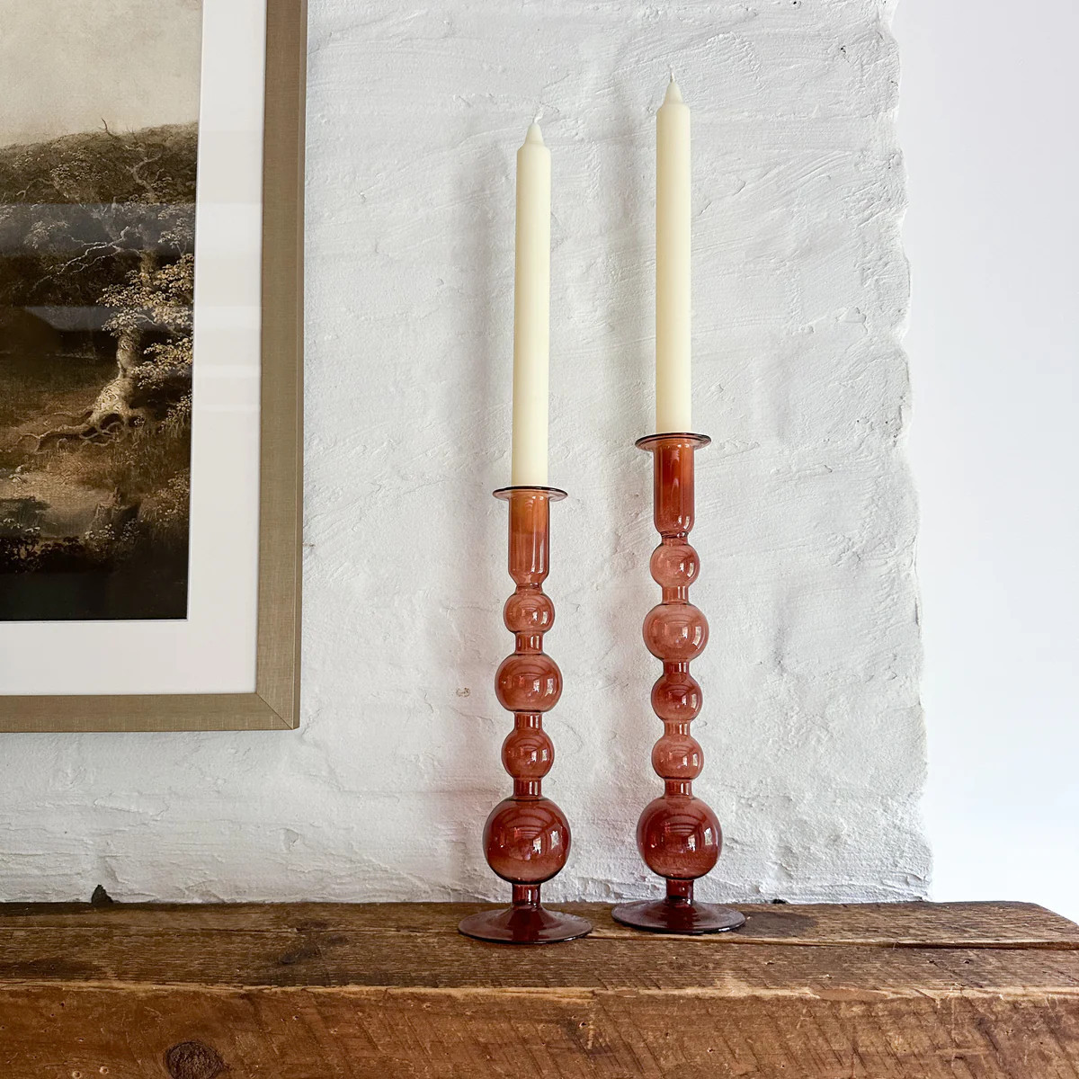 Monaco Glass Plum Bubble Candle Holder | Vintage Inspired Home | Purple Rose Home | Purple Rose Home