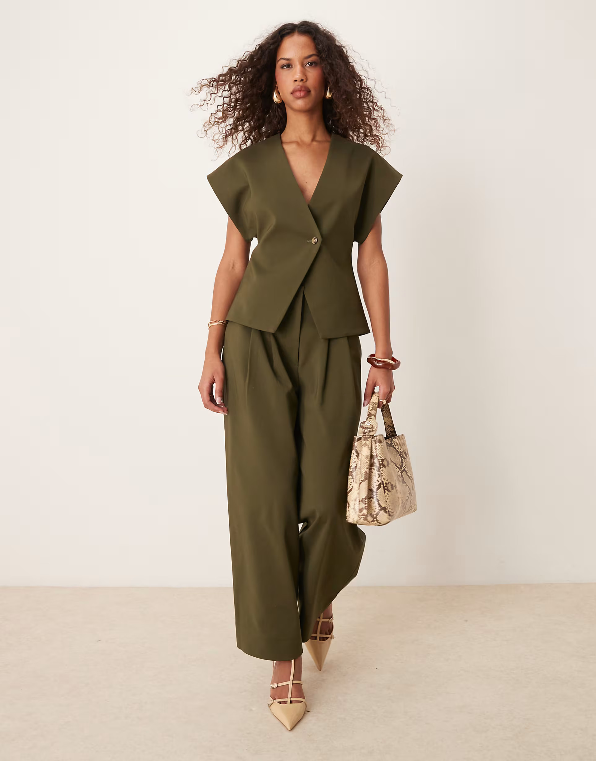 ASOS DESIGN tab waistcoat co-ord in olive | ASOS (Global)