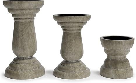 Barnyard Designs Rustic Pillar Candle Holder Stands, Tall Wood Candlestick Centerpieces for Table... | Amazon (US)