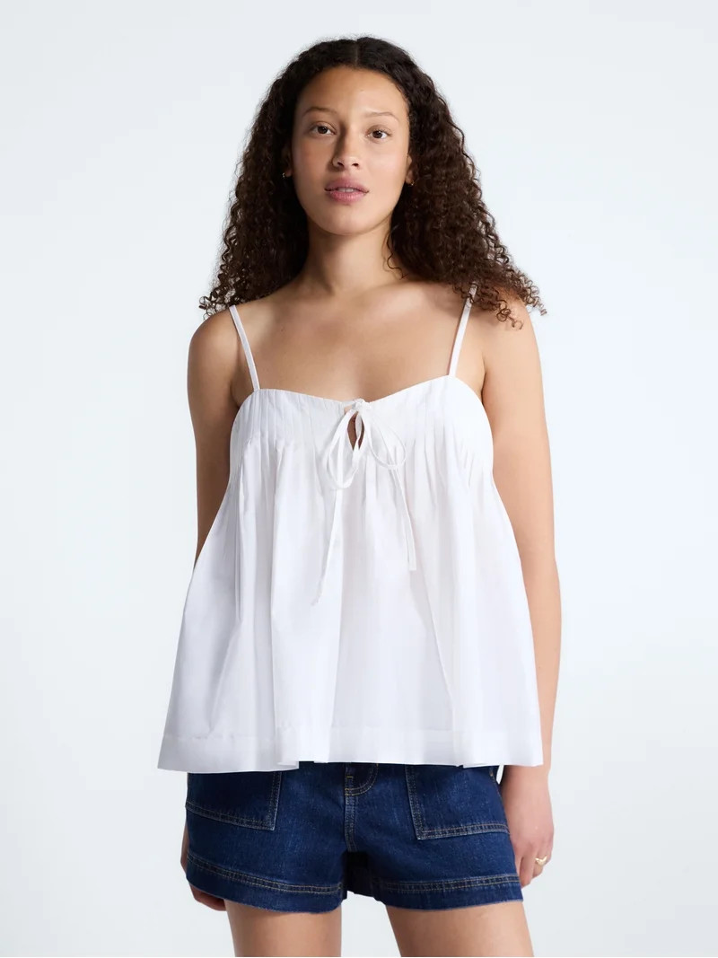Free Assembly Women's Cotton Pintuck Sleeveless Top, Sizes XS-XXL | Walmart (US)