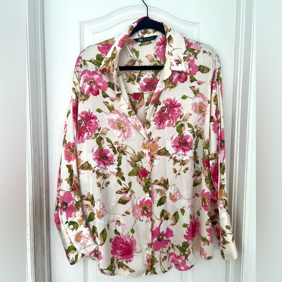 Zara Floral Button Down Blouse XXL | Poshmark