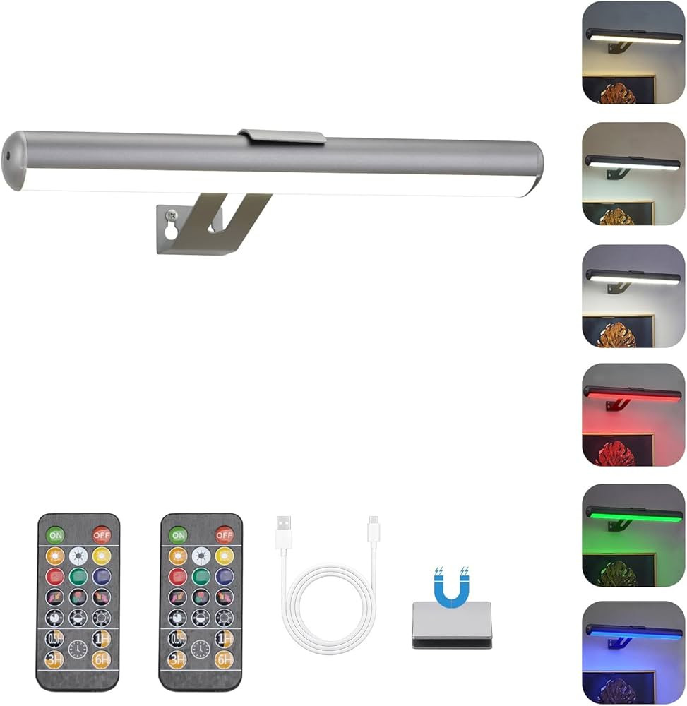 Picture Light Battery Operated, Picture Lights for Wall, Wireless Picture Light with 2 Remotes, P... | Amazon (US)