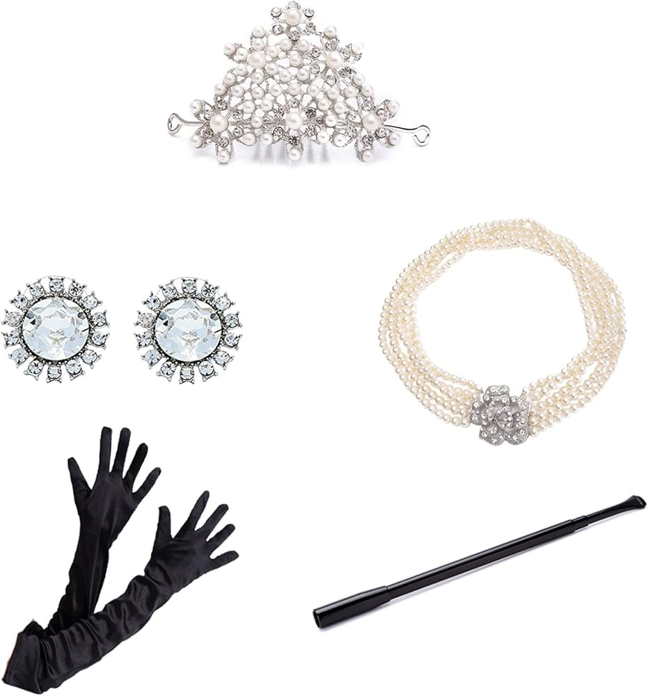 Utopiat Costume Jewelry and Accessory 5 Piece Set, Audrey Hepburn Inspired (Without Gift Box) | Amazon (US)